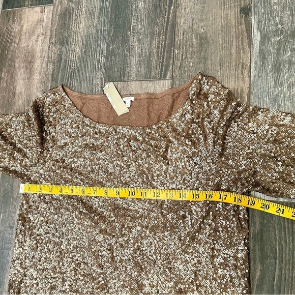 J Crew NWT $89.50 Sequined Boatneck Top Blouse Bronze | Sz L - Picture 8 of 10